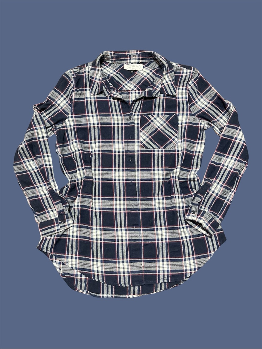 Pink Rose navy/white long sleeved flannel size women’s L